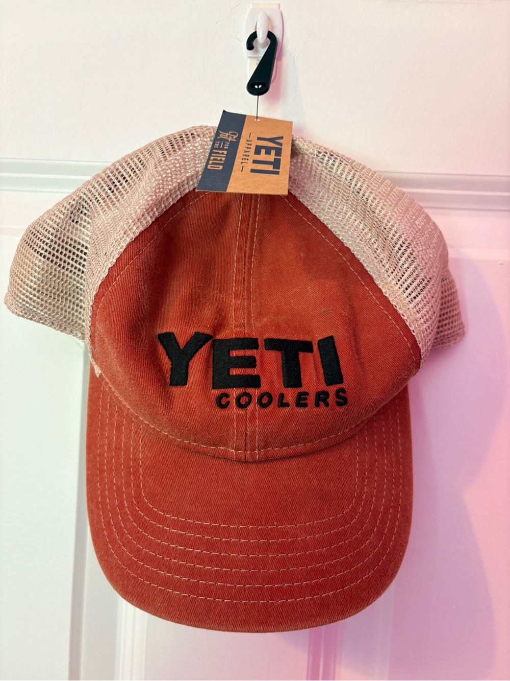 Yeti Red and Tan Mesh Trucker Hat